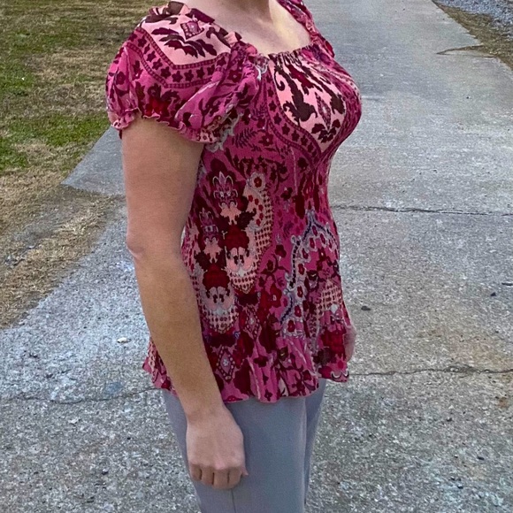 Cato pink and brown accordion blouse - Picture 3 of 8